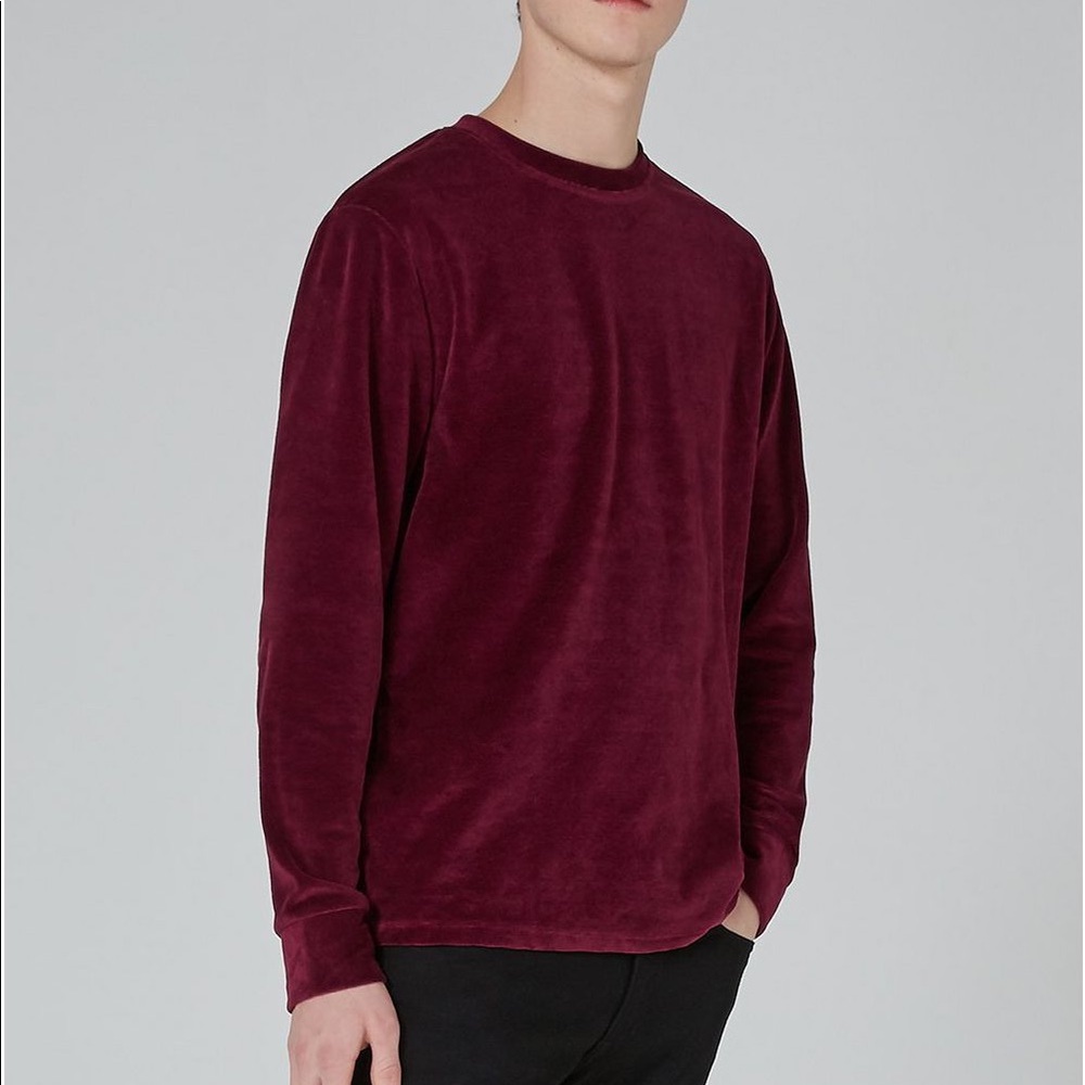 top man maroon velvet sweater oversized size S